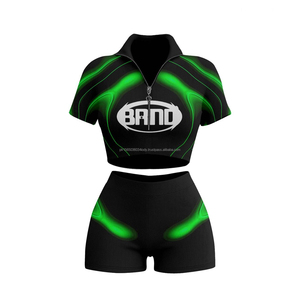 Conjunto de Sudadera Corta con Capucha y Logotipo Personalizado para Verano, Conjunto de 2 Piezas con Cremallera para Mujer, Conjunto Deportivo de 2 Piezas para Hombre y Mujer - Product Image 3