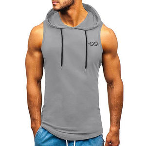 Superventas 100% algodón hombres músculo pulóver con capucha camiseta sin mangas culturismo gimnasio camiseta sin mangas con capucha ropa de gimnasio ropa de Fitness - Product Image 5