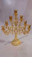 Ménorah en aluminium à 7 branches plaquée or, candélabre d'église haut, traditionnel judaïque, support à bougies pour Hanukkah, lampes de cérémonie juives