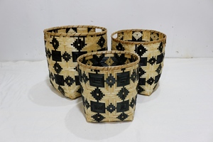 Cesta de bambú tejida a mano de Artex Dong Thap Factory, Juego de 3 colores de mezcla de fondo cuadrado superior redondo para decoración de almacenamiento en el hogar - Product Image 3