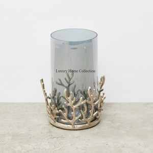 เชิงเทียนโลหะสีทองดีไซน์รูปใบไม้ทำด้วยมืออุปกรณ์ตกแต่งบนโต๊ะทำจากอลูมิเนียมขัดเงา - Product Image 2