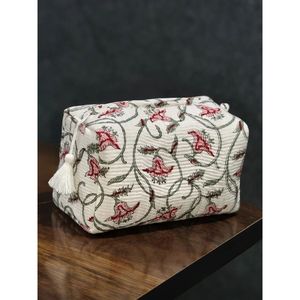 Trousse de Toilette Matelassée Écologique à Motifs Imprimés à la Main Grande Capacité pour Rangement Pratique des Cosmétiques - Product Image 4