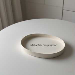 Bandeja ovalada de Metal blanco de espuma, bandeja antideslizante antióxido con recubrimiento en polvo, bandeja de tocador de baño decorativa de alta calidad para servir maquillaje - Product Image 1