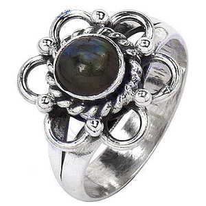 Women's Trendy <b>Vintage</b> 925 Silver Ring with Labradorite Gemstone Gold Plated Religious Inlay Crafted in Brass Packed in <b>Box</b> - Product Image 3