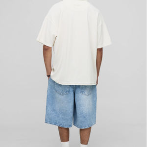 Factory Rate With Logo Comfortable Casual <b>Zipper</b> Fly & Button Closure Casual Wear Cotton Blend Men Denim Jean <b>Shorts</b> Light Wash - Product Image 5