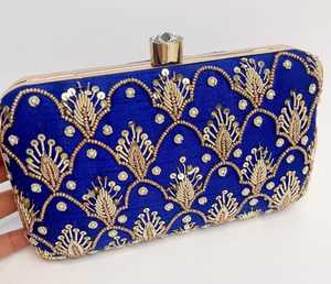Blue Zardozi Handwork Clutch Embroidered Clutch for Wedding - Product Image 6