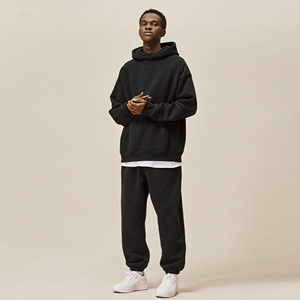 Ensemble de survêtement pour homme avec sweat à capuche zippé et pantalon de survêtement, couleur unie personnalisée, broderie, délavage à l'acide, effet délavé par le soleil, coupe évasée - Product Image 3