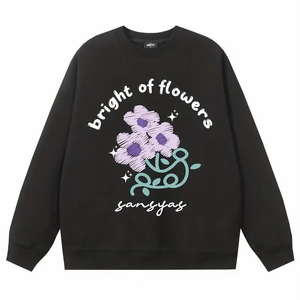 Sudadera con Capucha Moderna con Estampado Floral, Tejida, Transpirable, 100% Algodón, Suave, Cálida, Informal, Estilo Urbano, Cómoda para Uso Diario - Product Image 1