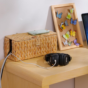 Nouvelle arrivée boîte de gestion de câbles en jacinthe d'eau avec couvercle paniers de rangement décoratifs pour bureau à domicile du Vietnam - Product Image 4