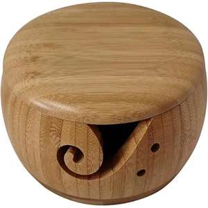 Wholesale Bamboo Yarn Bowl with Lid <b>Wooden</b> Storage Textile Creative Yarn <b>Wooden</b> Bowl Home Use Round Yarn Storage Bowl - Product Image 5