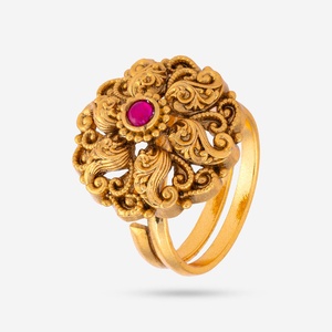 Montre-bague réglable de style antique, finition or poli, sertie de rubis naturels, tendance et élégante, pour femme, idéale pour mariage chrétien - Product Image 1
