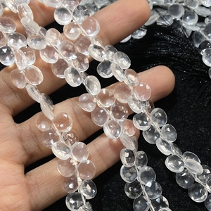 Wholesale 7MM White Calibrated Ice Quartz Faceted Heart Shape Briolette Beads Creative <b>Jewelry</b> Design with Stone Beads - Product Image 2