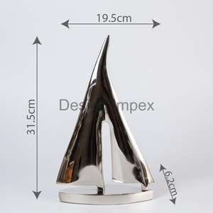 Shinny pulido plata yate barco Interior decorativo Metal artesanía recuerdo regalo promocional artículos plata yate Mesa decoración artículo - Product Image 3