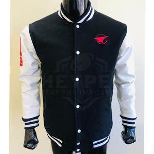 Chaqueta universitaria personalizada de alta calidad para hombre, Mangas de cuero con cuello levantado bordado para invierno, chaqueta de béisbol con letras MOQ bajo - Product Image 4