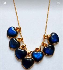 Collar tallado en corazón de 15mm llamativo azul labradorita con cadena de bisel chapada en oro de 18 "joyería de plata joyería hecha a mano de fiesta - Product Image 1