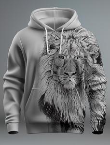 Pull à capuche surdimensionné pour homme avec impression 3D graphique loup Streetwear d'automne Sweat à capuche animal Tops - Product Image 5