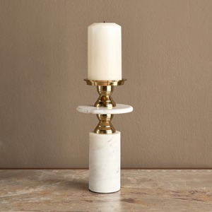 Antique Brass & Marble Candle Holder for Table Decor Elegant Home Accent Modern Candle <b>Stand</b> for <b>Living</b> <b>Room</b> Decoration - Product Image 1