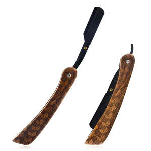 Navaja de Afeitar Recta Plegable con Mango de Madera, Logotipo Personalizado, Navaja de Barbero de Acero Inoxidable de Una Sola Hoja de Alta Calidad - Product Image 2