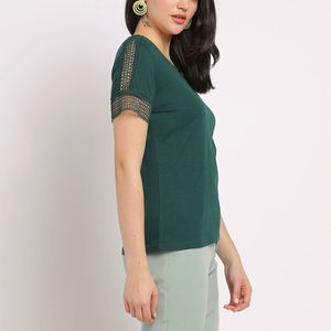 Camiseta de Algodón para Mujer, Corte Regular Informal, Color Sólido, Ropa de Calle Transpirable y Suave para Uso Diario, Logotipo Personalizado OEM/ODM, Venta al por Mayor - Product Image 6