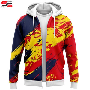 Sublimation personnalisée dernier design sweats à capuche numériques en polyester avec logo et fermetures à glissière amples épaules tombantes pour hommes - Product Image 5