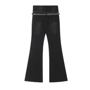 Jeans en denim droit taille mi-haute pour femmes, écologiques, imperméables, respirants, 100% coton, mode formelle été automne hiver - Product Image 2