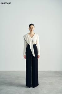 Vêtements pour femmes de haute qualité WHITEANT marque JENA pantalon à jambes droites 60% triacétate 40% Polyester noir pantalon pour femmes boîte d'emballage - Product Image 2