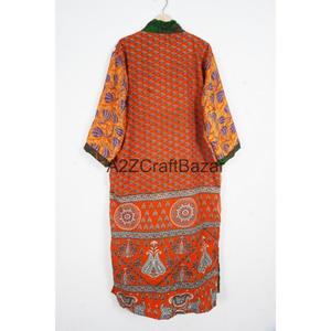 ชุดเดรสกิโมโนผ้าไหมสีส่าหรีสำหรับผู้หญิงชุดเดรสแม็กซี่พิมพ์ลายดอกไม้เสื้อคลุมสไตล์ญี่ปุ่นสำหรับใส่ในบ้านชุดนอนสไตล์อินเดียสำหรับฤดูใบไม้ร่วงและฤดูใบไม้ผลิ - Product Image 2