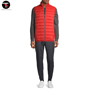 Großhandel Herren Casual Winter jacke Weste Atmungsaktiv Leichter Roter Puffer Langärmelloses Design Stehkragen Wind dicht - Product Image 2