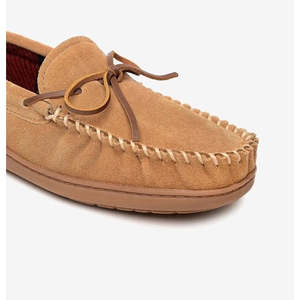 Mocassini da Uomo Marroni con Punta Dorata, Tomaia Traspirante in Pelle Scamosciata e Pelle, con Soletta in Gomma e Rete - Product Image 2