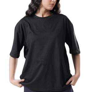 T-shirt uni à col rond pour femme, vente en gros, été, manches courtes, en coton doux et respirant, personnalisable avec logo, pour femme 2026 - Product Image 1