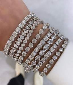 Luxury Brand Tennis Bracelet <b>Watch</b> with Custom VVS <b>Diamonds</b> Sapphire Glass Quartz Movement Stainless Steel Strap for Women - Product Image 1