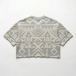 <b>Men</b> 100% Cotton Heavyweight Boxy Fit <b>Crop</b> <b>Top</b> Custom Silk Screen Print Eco-Friendly Punk Style Raw Hem Streetwear - Product Image 3