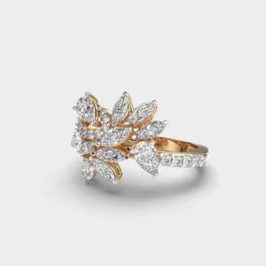 Anillo de Diamantes en Racimo para Mujer, Diseño Elegante Estilo Art Deco Vintage con Diamantes Cultivados en Laboratorio con Corte Marquise y Redondo - Product Image 2