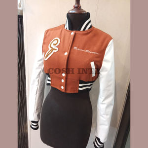 Chaqueta de béisbol corta personalizada para mujer, Top corto con chenilla bordada, proveedor de parches, fabricante de Pakistán - Product Image 3