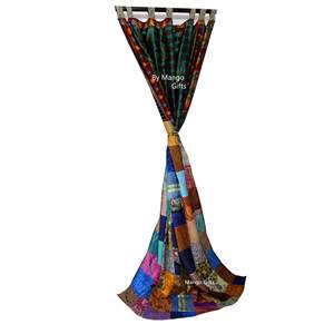 Rideaux en patchwork de sari indien en soie, décoration bohème, multicolore, thème hippie, décoration intérieure, cantonnières - Product Image 6