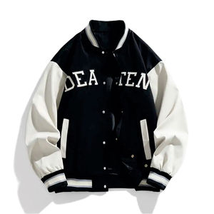 Chaqueta universitaria de satén Chaquetas universitarias con logotipo personalizado para hombre Chaqueta de béisbol informal de manga larga a la moda con revestimiento bordado - Product Image 2