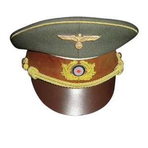 Reproducción de una gorra de visera de lana gabardina verde. La gorra está hecha de lana gabardina verde grisáceo. - Product Image 4