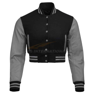 แจ็คเก็ตหนังสั่งทำพิเศษสำหรับผู้หญิง สไตล์วาร์ซิตี้ แจ็คเก็ตบุหนาสำหรับฤดูหนาว สไตล์มหาวิทยาลัย แขนยาว อุ่นสบาย แจ็คเก็ตบอมเบอร์ ขายส่ง - Product Image 6