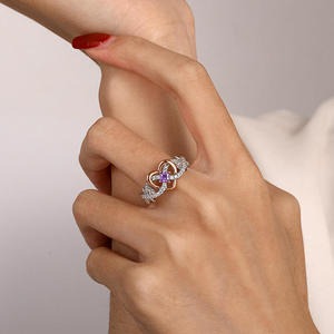 แหวนรูปหัวใจสองสี Jeulia Infinity - เงินสเตอร์ลิงชุบโรเดียมประดับเพชรทรงปรินเซสคัท - Product Image 5