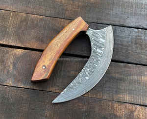 Cuchillo cortador de pizza multiusos ecológico de plata de acero inoxidable Tang completo tradicional con Funda de cuero - Product Image 6