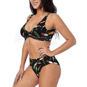 ชุดบิกินี่พิมพ์ลายโลโก้ตามสั่ง UPF 50 เป็นมิตรกับสิ่งแวดล้อม น้ำหนักเบา สำหรับผู้หญิง ผ้าคุณภาพสูง ระบายอากาศได้ดี ออกแบบเพื่อความสบาย - Product Image 3