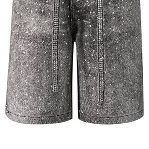 Shorts Vaqueros con Pedrería Brillante para Hombre, Estilo Hip Hop Urbano, Corte Holgado, Jeans Brillantes de Verano con Opciones de Logotipo Personalizado Disponibles - Product Image 4