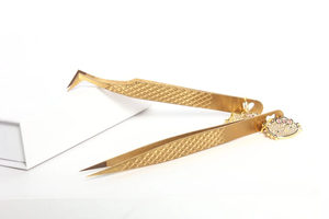 แหนบสำหรับต่อขนตาทำจากสเตนเลสสตีล90องศาป้องกันแม่เหล็กพร้อมปลายเรียบยาว10มม. สำหรับมืออาชีพ - Product Image 3