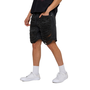 Short en jean déchiré en détresse extrême pour hommes Streetwear personnalisé Jorts déchiquetés Grunge détruit ourlet brut été Hip Hop mode - Product Image 1