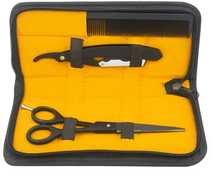 Juego de tijeras de corte de pelo de peluquero profesional Premium de 3 Uds., hoja afilada negra de 5,5 pulgadas, juego de belleza Simple y fácil de usar - Product Image 1