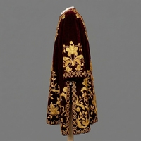 Sakkos Orthodoxe de Luxe Moderne en Velours Bordeaux, Broderie à la Main en Fil d'Or, Robe de Prêtre d'Église, Soutane Liturgique pour Clergé