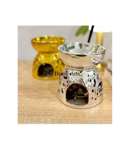 Ensemble de 2 brûleurs d'encens en aluminium de forme ronde Mabkhar couleur argent et or pour utilisation de fête de mariage - Product Image 1