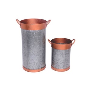 Lot de 2 jardinières en métal galvanisé avec poignée en corde pour jardin, patio, porche et balcon, jardinière de fleurs décorative - Product Image 5