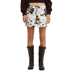 Falda de cuero auténtico con pelo de vaca para mujer, falda corta elegante, moda urbana moderna, venta al por mayor - Product Image 1