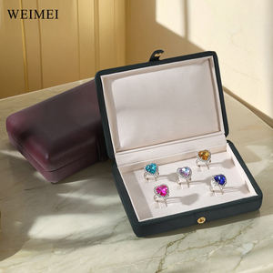 Weimei ห่วงจัดระเบียบหนังแท้ติดห่วงแบบหรูหราสามารถปรับแต่งโลโก้ได้ตัวเลือกสีสำหรับบรรจุภัณฑ์สำหรับจัดเก็บแหวนเพชร - Product Image 1